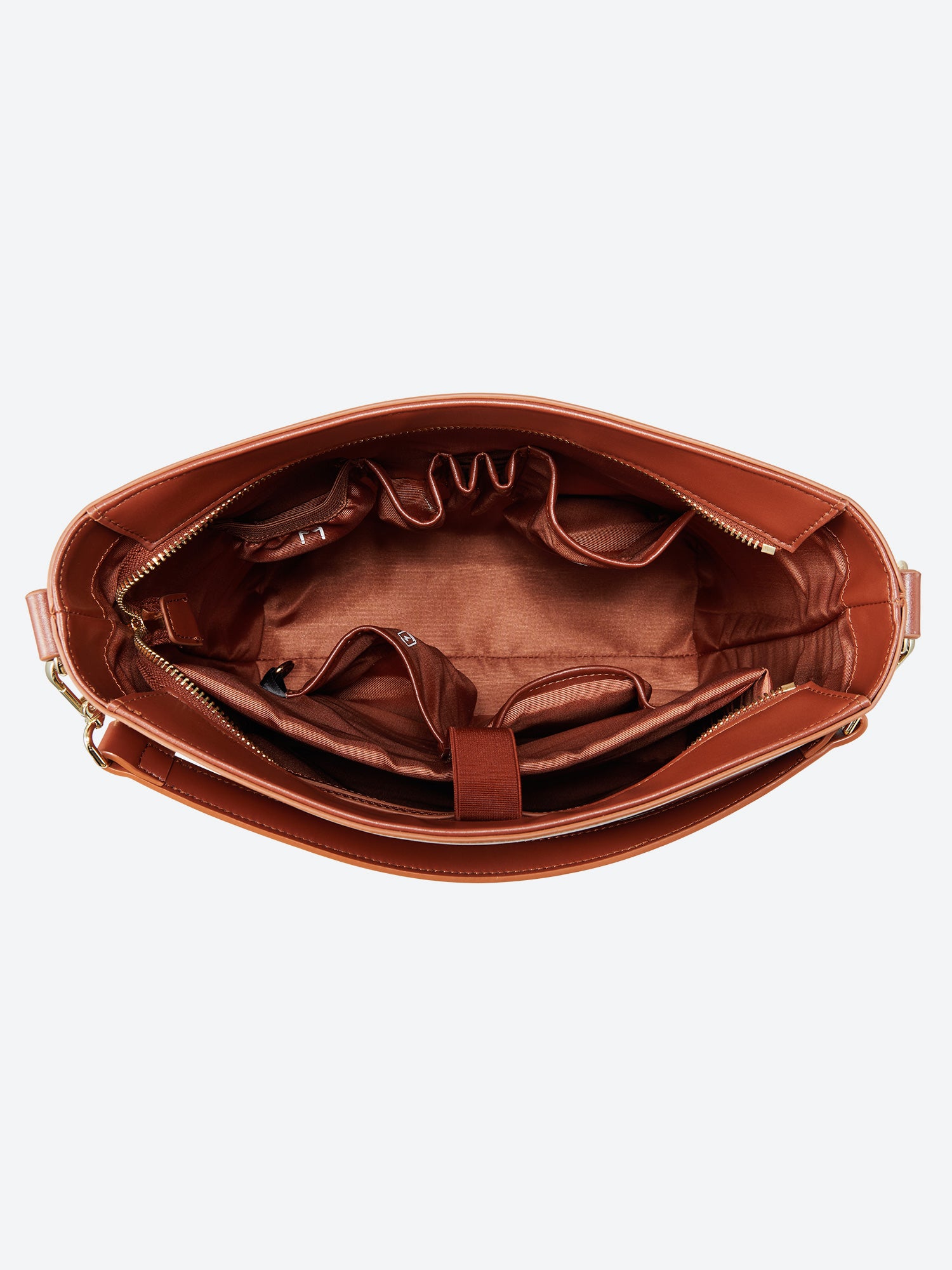 Victoria Hyde Kloey Large work bag in red brown. Minimalist vegan design with laptop compartment, water-repellent microfiber leather for professional women.