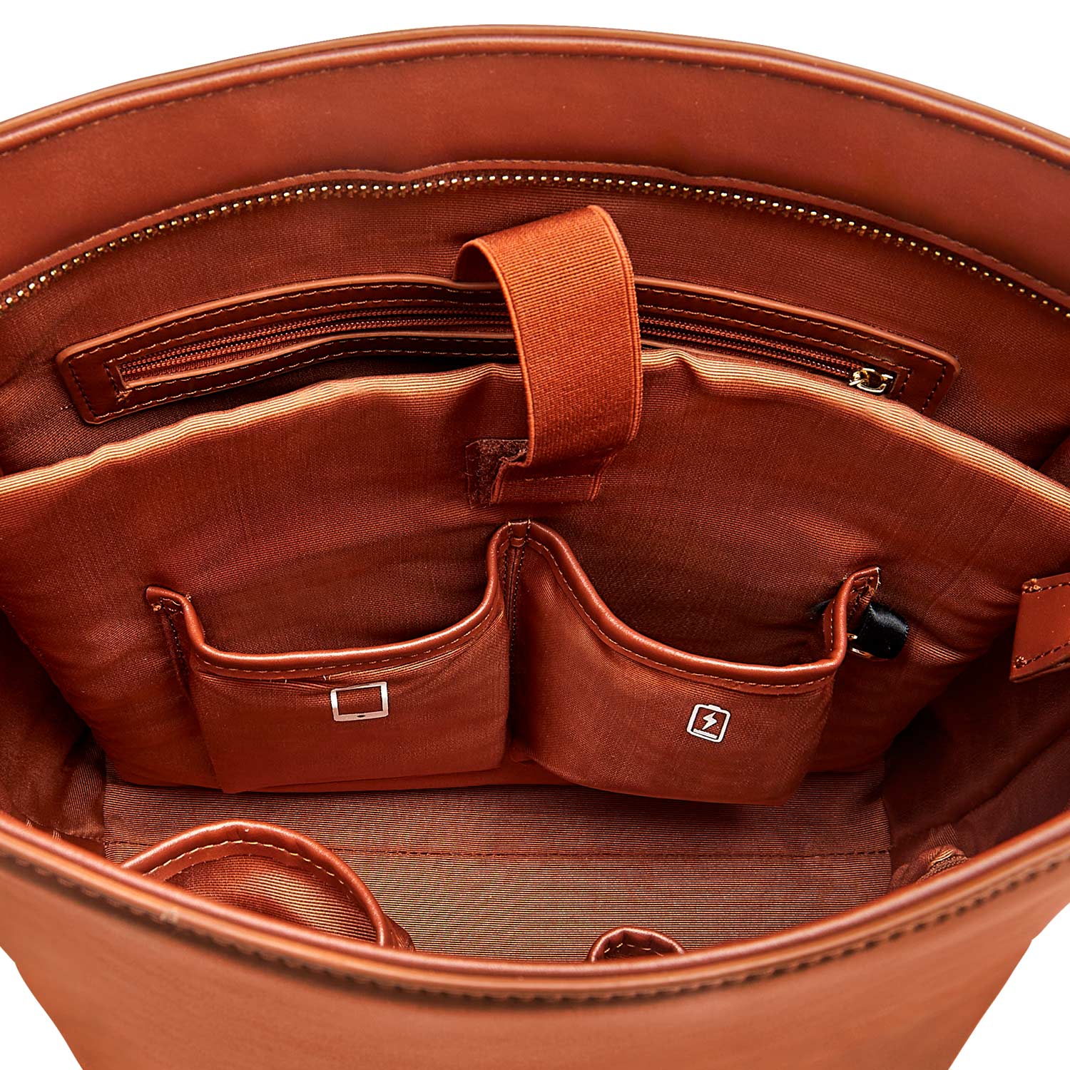 Victoria Hyde Kloey Large work bag in red brown. Minimalist vegan design with laptop compartment, water-repellent microfiber leather for professional women.