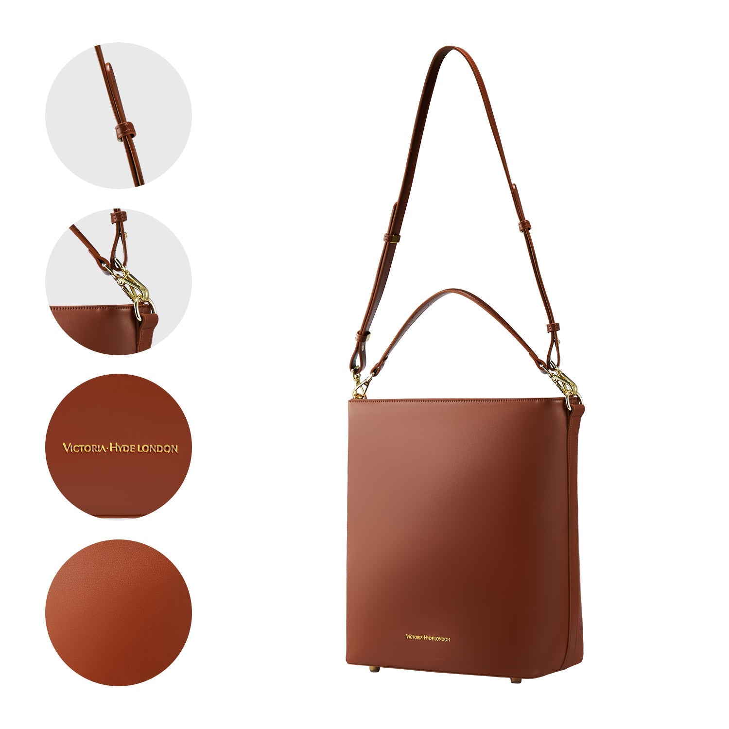 Victoria Hyde Kloey Large work bag in red brown. Minimalist vegan design with laptop compartment, water-repellent microfiber leather for professional women.