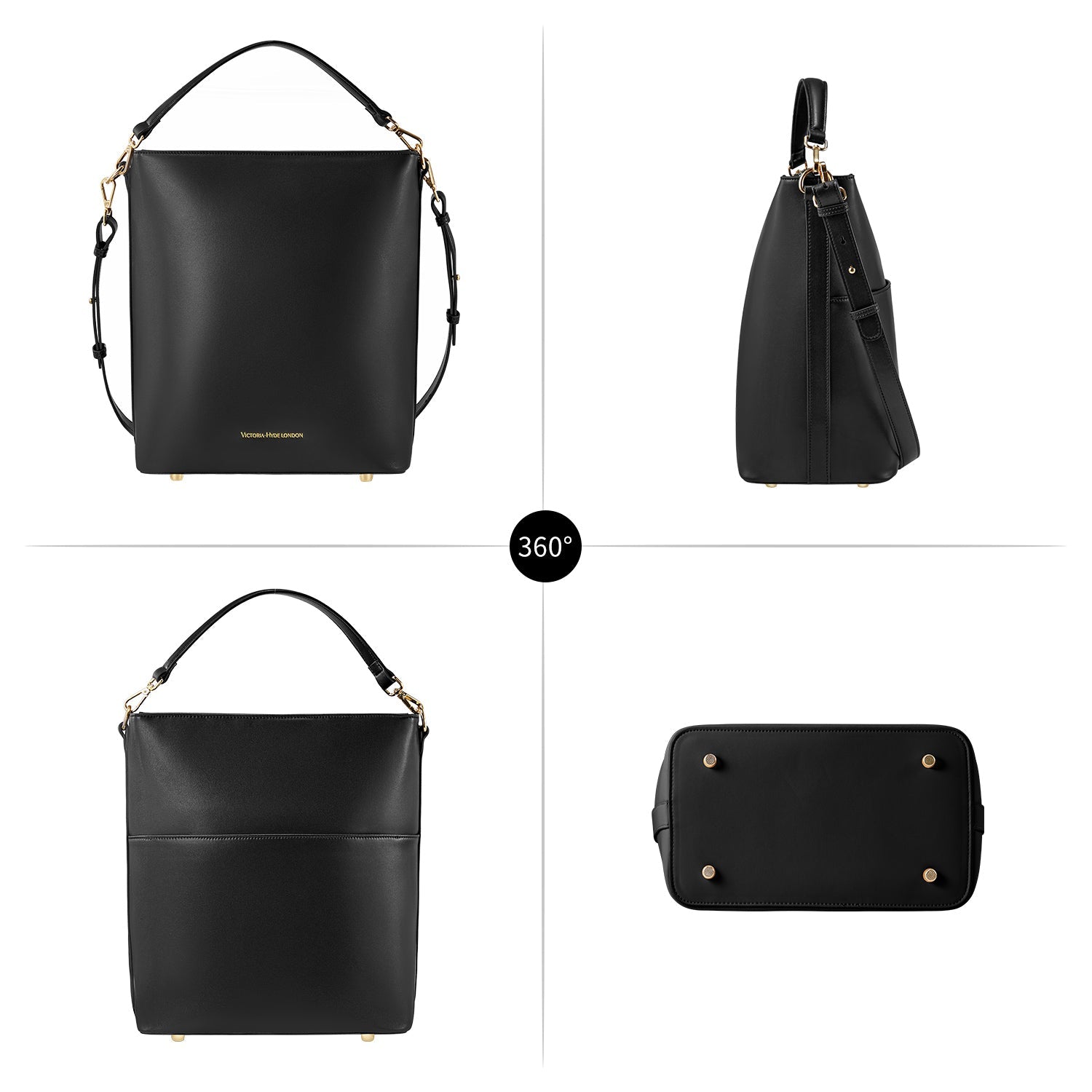 Minimalist black work bag Kloey Large by Victoria Hyde. Vegan, water-repellent, fits 13" laptop. Elegant daily essential for power women.
