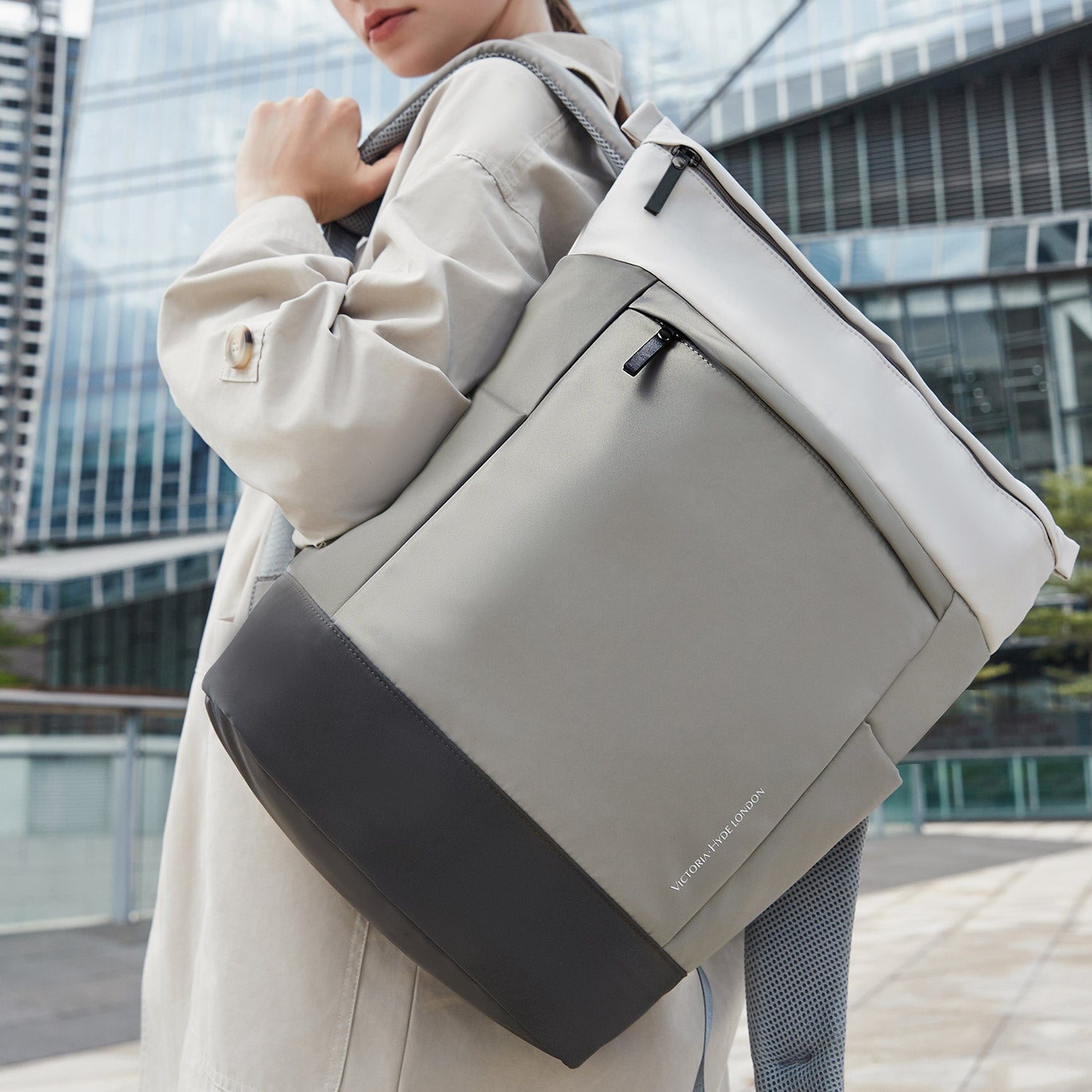 Victoria Hyde Wendy unisex work backpack in nylon with laptop compartment, Shandong silk lining, smart organization for commuters.