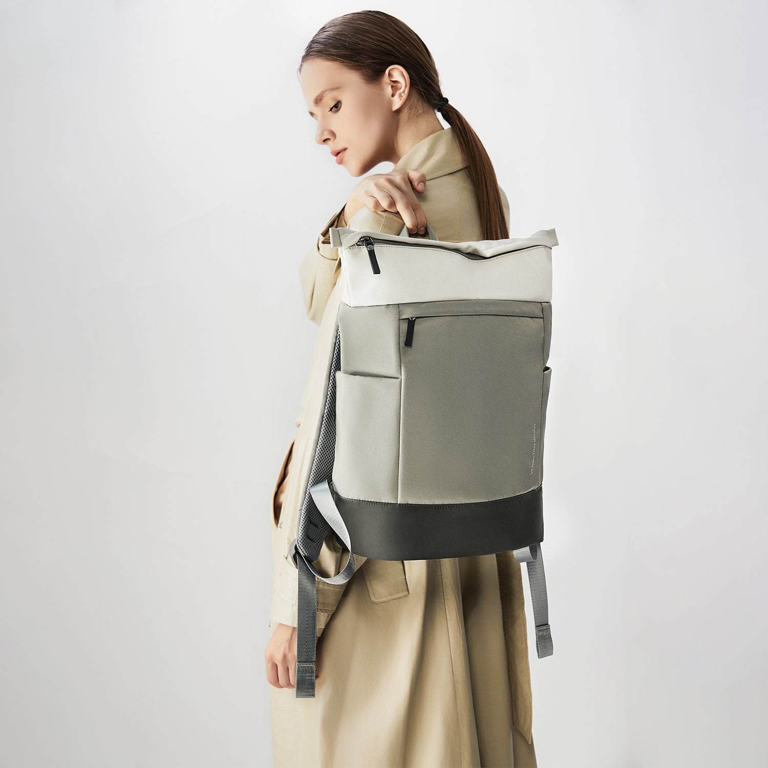 Victoria Hyde Wendy unisex work backpack in nylon with laptop compartment, Shandong silk lining, smart organization for commuters.