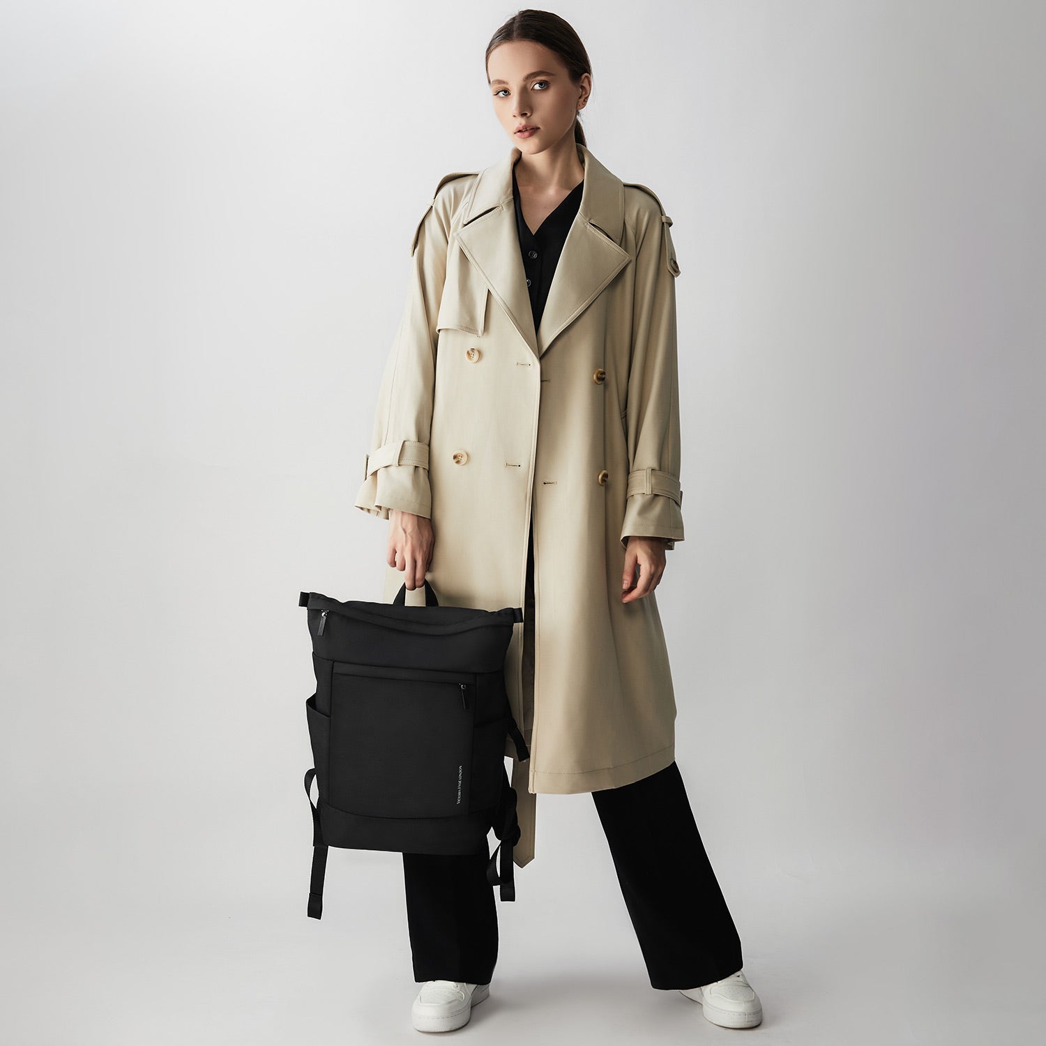 Victoria Hyde Wendy unisex work backpack, nylon with silk lining, laptop compartment, spacious and elegant for commuters and professionals.