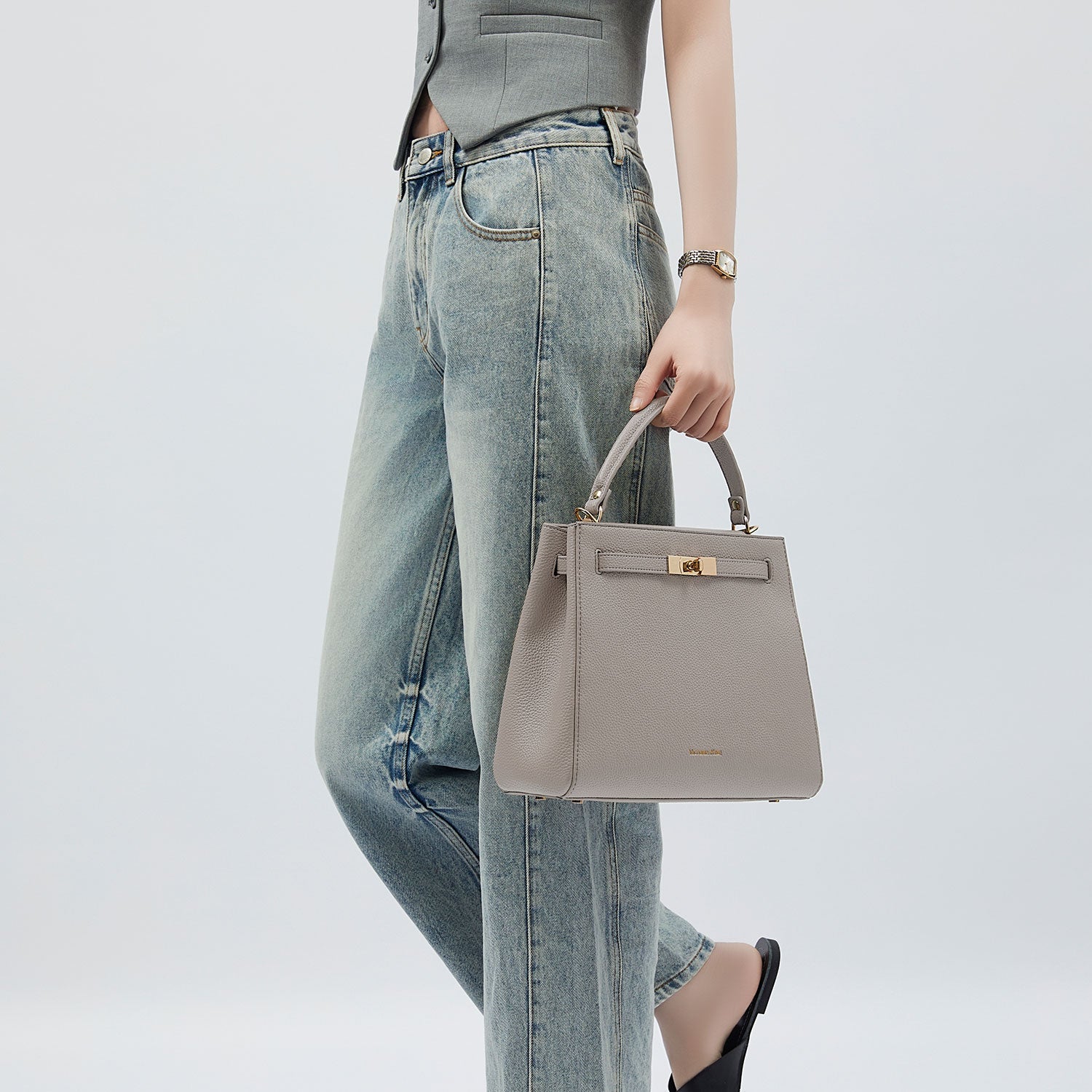 Victoria Hyde Victoria III crossbody work bag in PU leather with gold hardware, fits 12.9" tablet, organized interior for professional women.