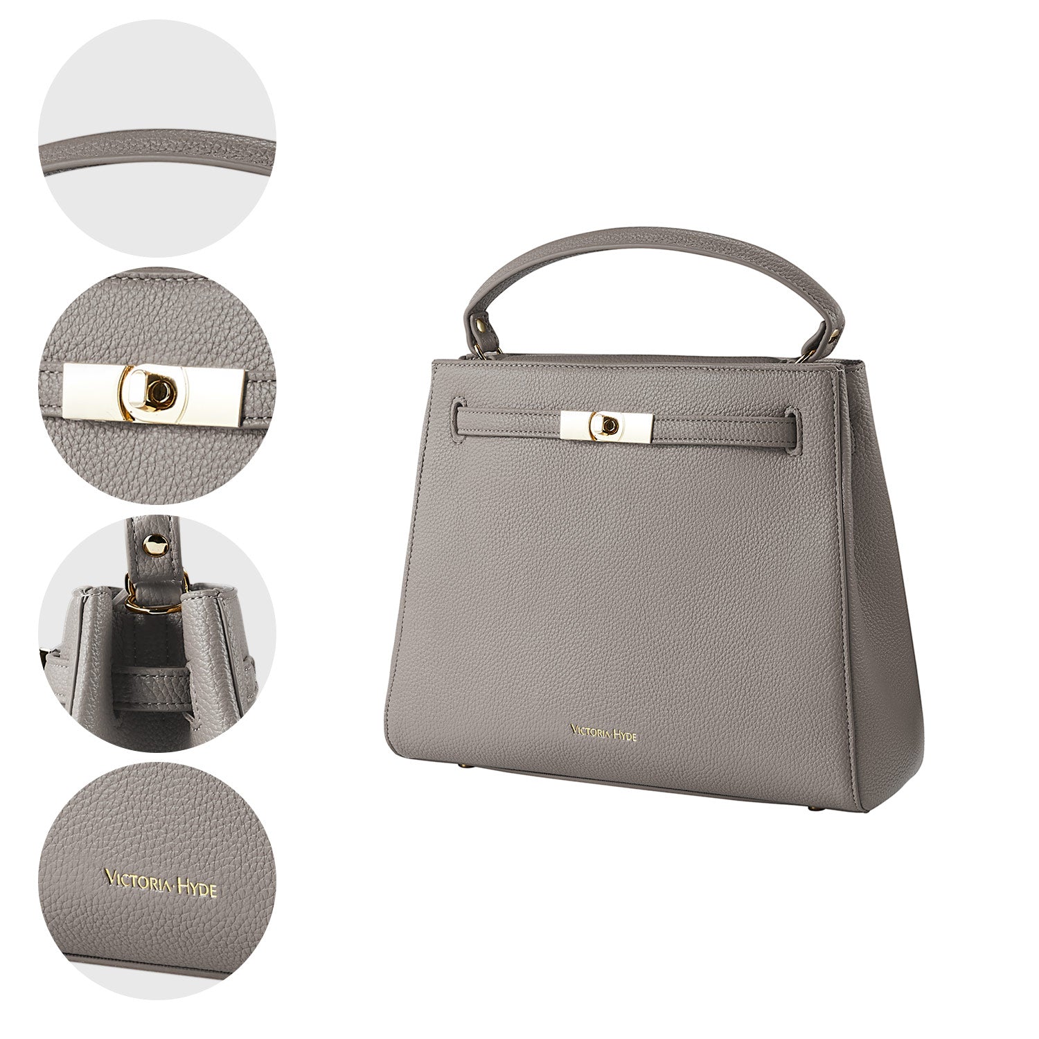 Victoria Hyde Victoria III crossbody work bag in PU leather with gold hardware, fits 12.9" tablet, organized interior for professional women.