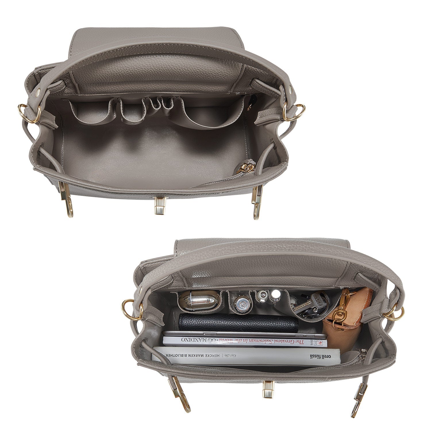 Victoria Hyde Victoria III crossbody work bag in PU leather with gold hardware, fits 12.9" tablet, organized interior for professional women.