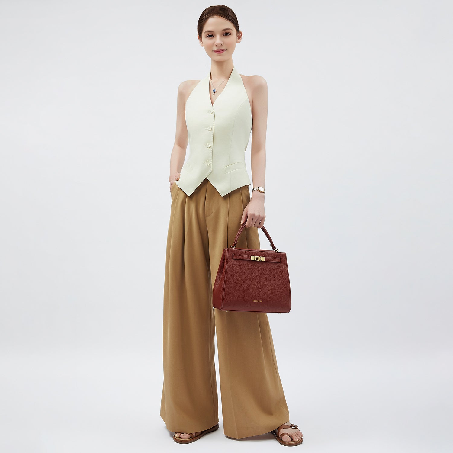 Victoria Hyde Victoria III crossbody work bag in PU leather, tablet-friendly up to 12.9", smart interior organization, elegant office bag.