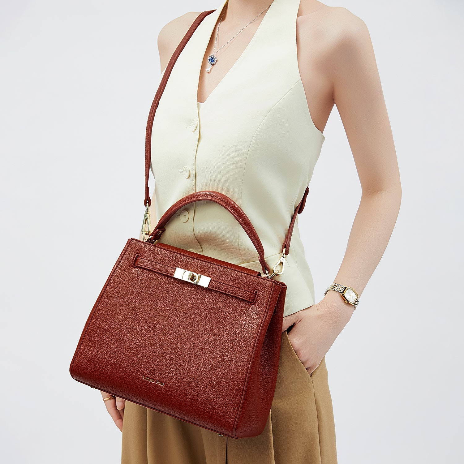 Victoria Hyde Victoria III crossbody work bag in PU leather, tablet-friendly up to 12.9", smart interior organization, elegant office bag.