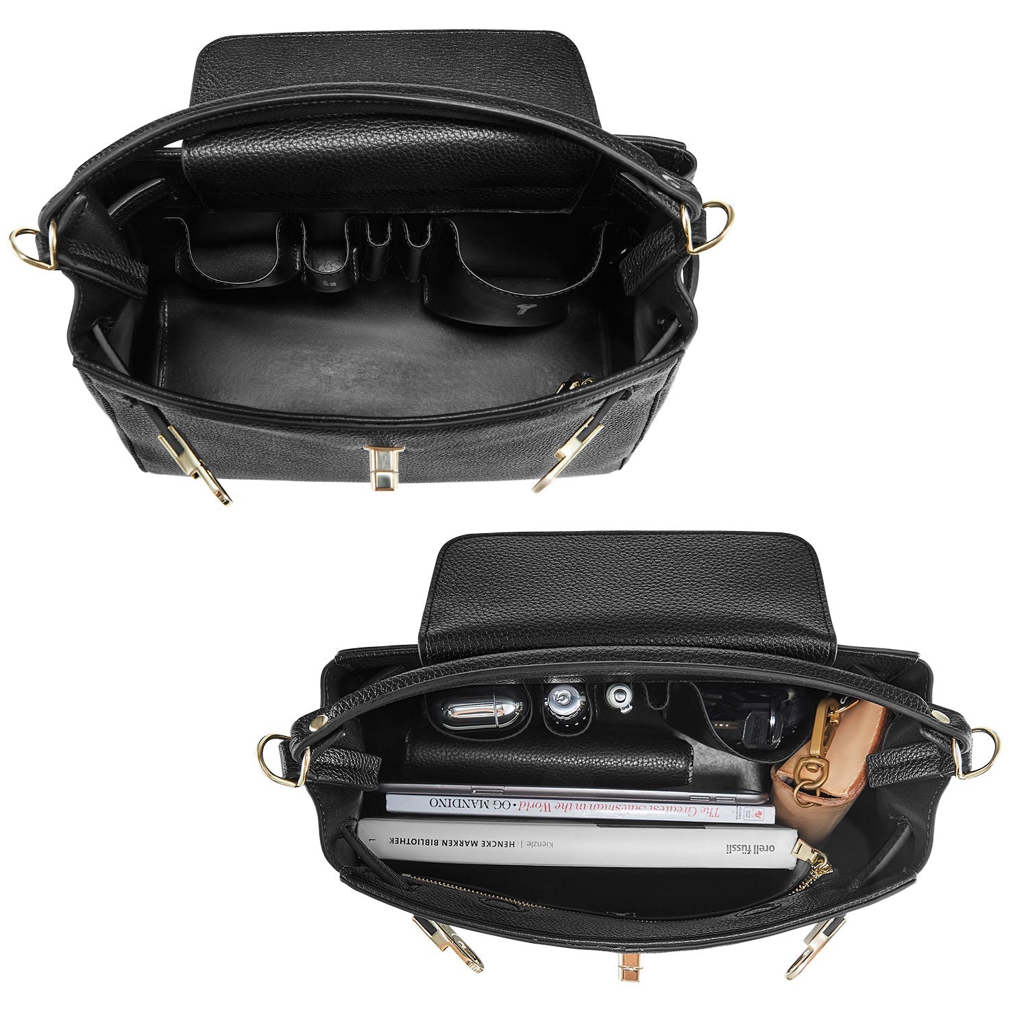 Victoria Hyde Victoria III crossbody work bag with 12.9" tablet compartment, PU leather, smart organizer compartments, elegant gold hardware.