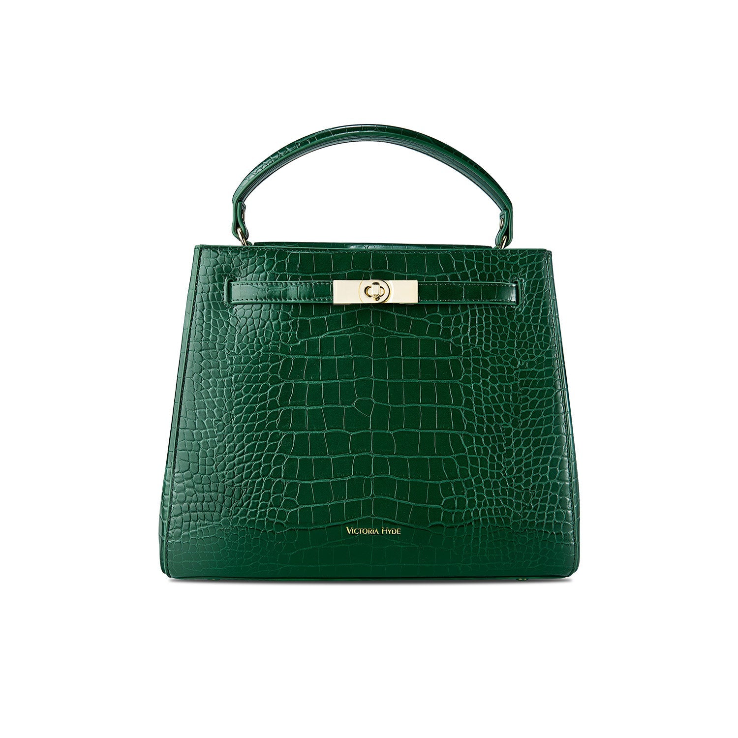 Victoria Hyde Victoria III women's crossbody work bag, trapezoidal synthetic leather, gold clasp, laptop-friendly, organized compartments, ideal for commuting.