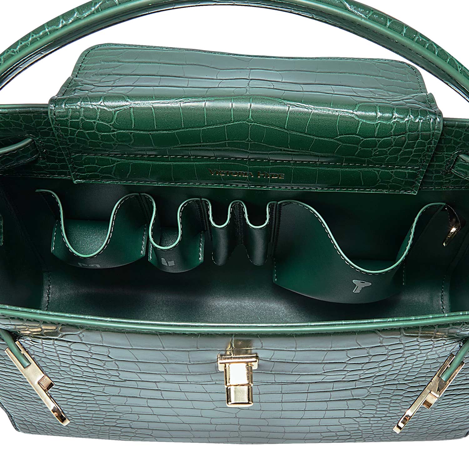Victoria Hyde Victoria III women's crossbody work bag, trapezoidal synthetic leather, gold clasp, laptop-friendly, organized compartments, ideal for commuting.