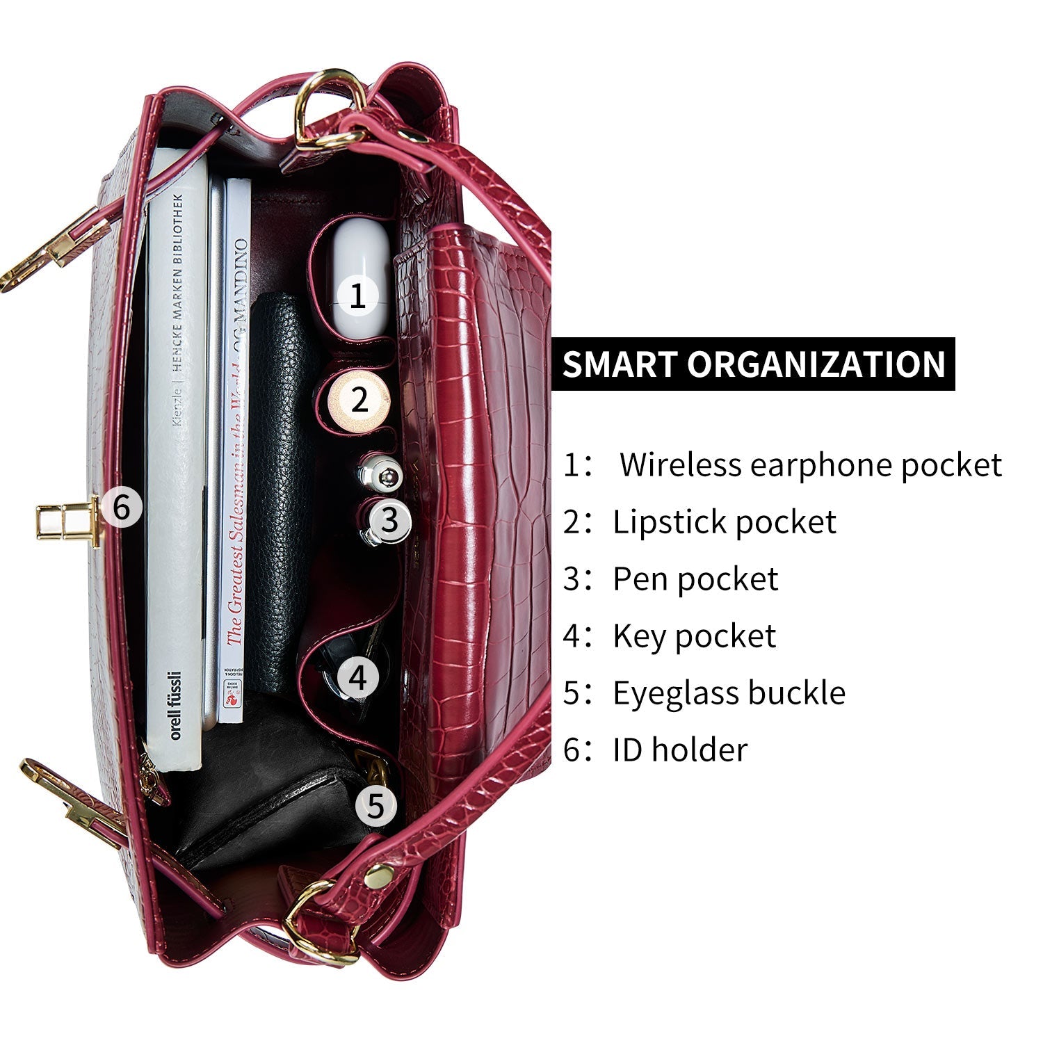 Victoria Hyde Victoria III crossbody work bag: trapezoidal PU leather, gold hardware, fits 12.9" tablet, multiple pockets. Ideal for commuting women.