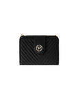 Victoria Hyde Rosi black genuine leather wallet, multifunctional design with 19 card slots, side bill compartment, and zippered coin pocket.