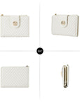 Victoria Hyde Rosi milk-white genuine leather wallet with 23 card slots, bill compartment, and zippered coin pocket. Multifunctional and elegant.