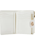 Victoria Hyde Rosi milk-white genuine leather wallet with 23 card slots, bill compartment, and zippered coin pocket. Multifunctional and elegant.
