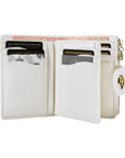Victoria Hyde Rosi milk-white genuine leather wallet with 23 card slots, bill compartment, and zippered coin pocket. Multifunctional and elegant.