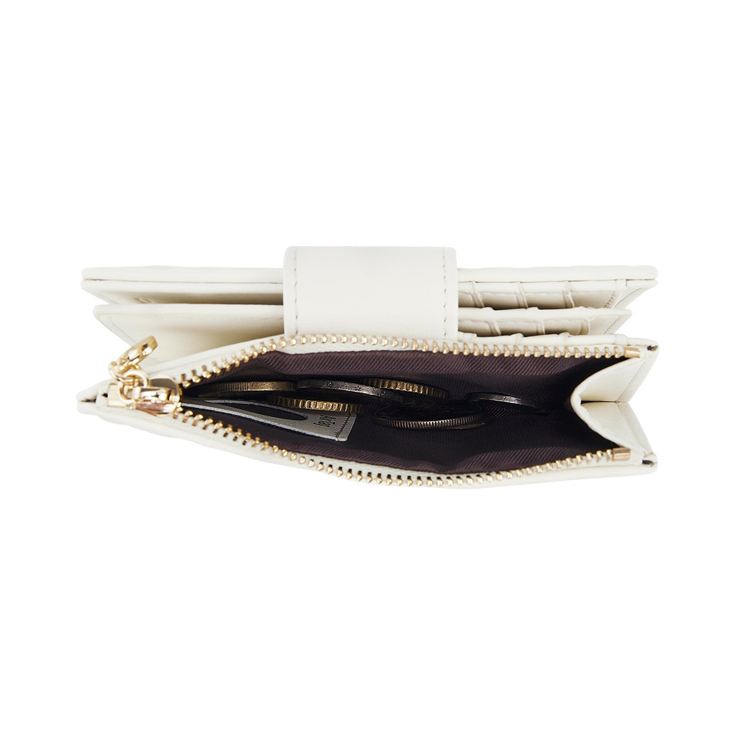 Victoria Hyde Rosi milk-white genuine leather wallet with 23 card slots, bill compartment, and zippered coin pocket. Multifunctional and elegant.
