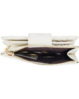 Victoria Hyde Rosi milk-white genuine leather wallet with 23 card slots, bill compartment, and zippered coin pocket. Multifunctional and elegant.