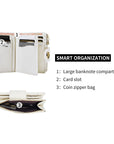 Victoria Hyde Rosi milk-white genuine leather wallet with 23 card slots, bill compartment, and zippered coin pocket. Multifunctional and elegant.