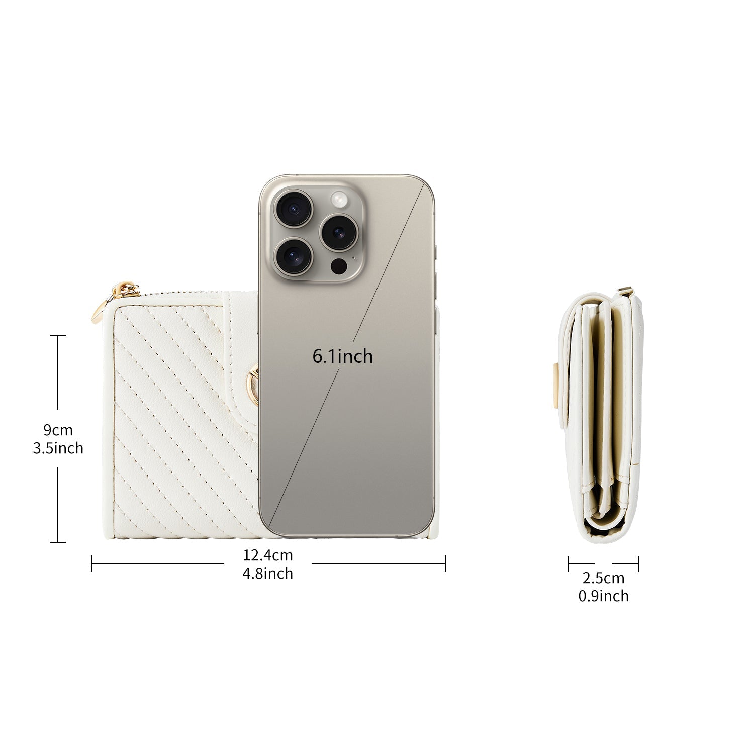 Victoria Hyde Rosi milk-white genuine leather wallet with 23 card slots, bill compartment, and zippered coin pocket. Multifunctional and elegant.