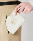 Victoria Hyde Rosi milk-white genuine leather wallet with 23 card slots, bill compartment, and zippered coin pocket. Multifunctional and elegant.