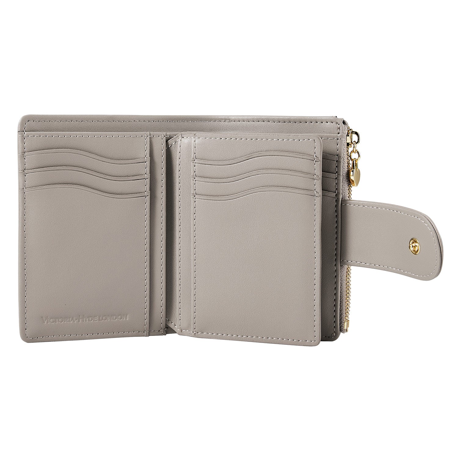 Victoria Hyde Rosi nude genuine leather wallet, multifunctional design with 19 card slots, bill compartment, and zippered coin pocket.