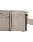 Victoria Hyde Rosi nude genuine leather wallet, multifunctional design with 19 card slots, bill compartment, and zippered coin pocket.
