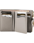 Victoria Hyde Rosi nude genuine leather wallet, multifunctional design with 19 card slots, bill compartment, and zippered coin pocket.
