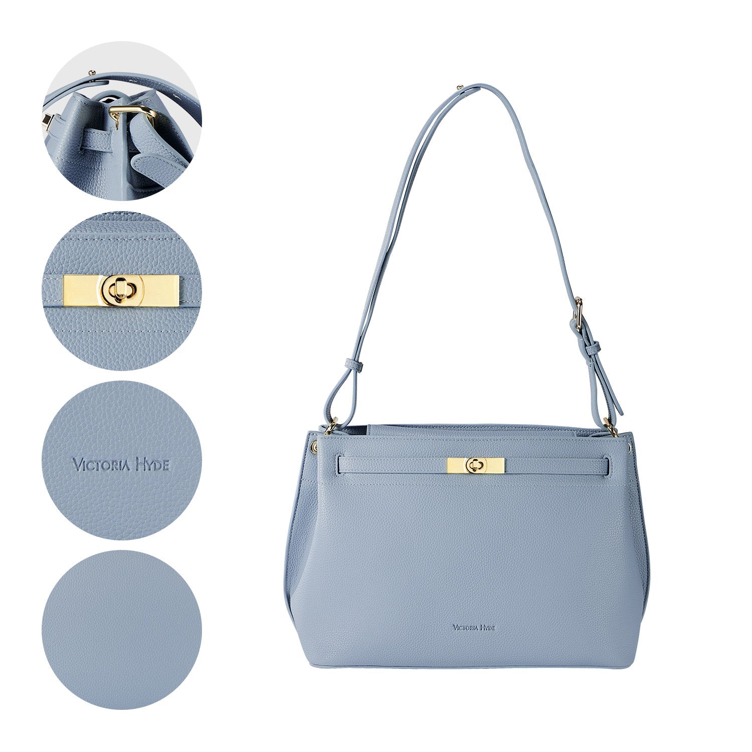 Victoria Hyde Alla Business Bag – crossbody &amp; modern work bag in clean design with gold details, twist lock, PU material, multiple compartments, ideal for commuting women or working moms.