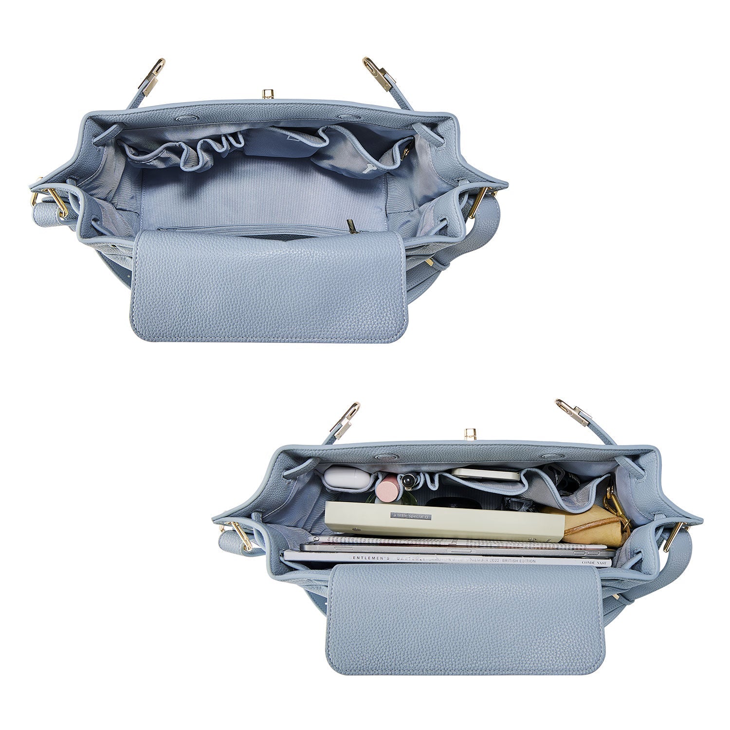 Victoria Hyde Alla Business Bag – crossbody &amp; modern work bag in clean design with gold details, twist lock, PU material, multiple compartments, ideal for commuting women or working moms.
