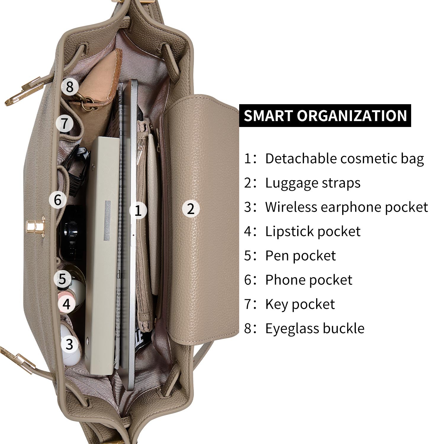 Victoria Hyde Alla Business Bag – modern work bag with gold twist lock, PU leather, key/phone/ID compartments, removable pouch. Perfect for commuting women.