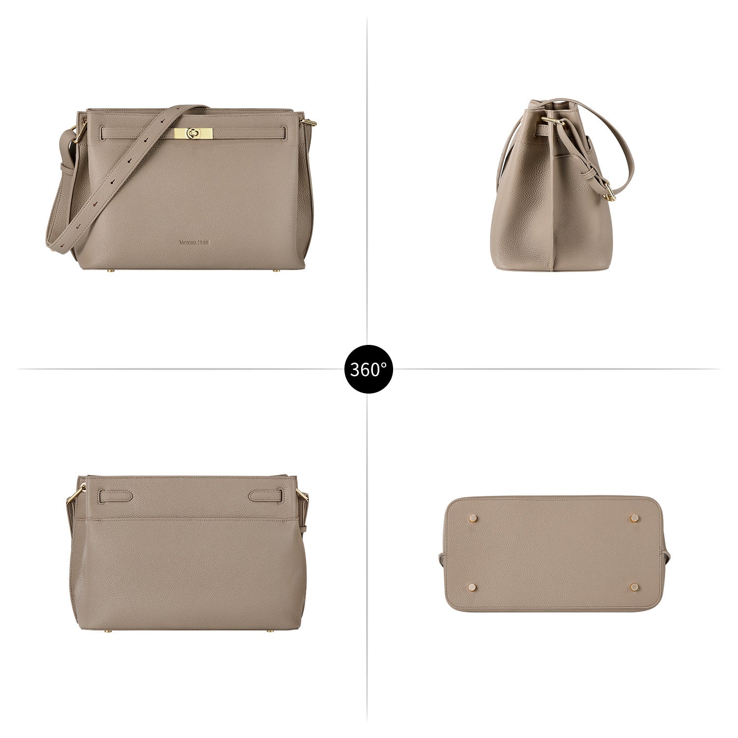 Victoria Hyde Alla Business Bag – modern work bag with gold twist lock, PU leather, key/phone/ID compartments, removable pouch. Perfect for commuting women.