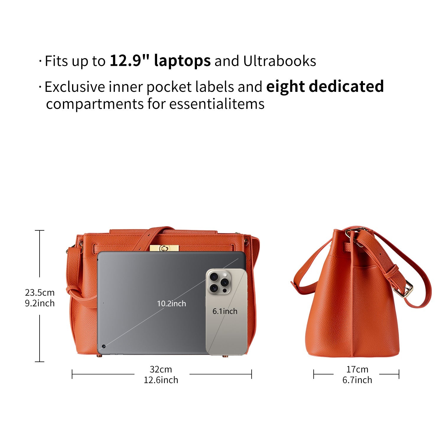 Victoria Hyde Alla Business Bag – elegant crossbody &amp; modern work bag with gold twist lock, PU material, compartments for keys, phone, ID, and removable pouch. Ideal for professional women, commuting, or working moms.