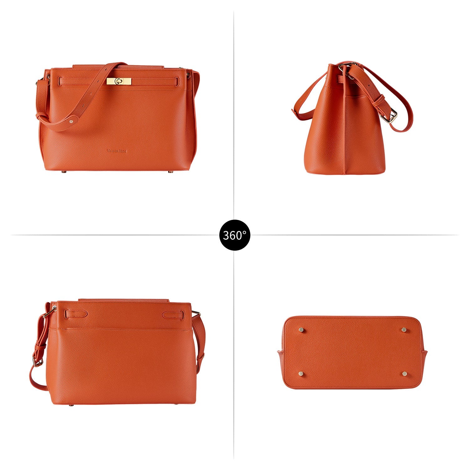 Victoria Hyde Alla Business Bag – elegant crossbody &amp; modern work bag with gold twist lock, PU material, compartments for keys, phone, ID, and removable pouch. Ideal for professional women, commuting, or working moms.
