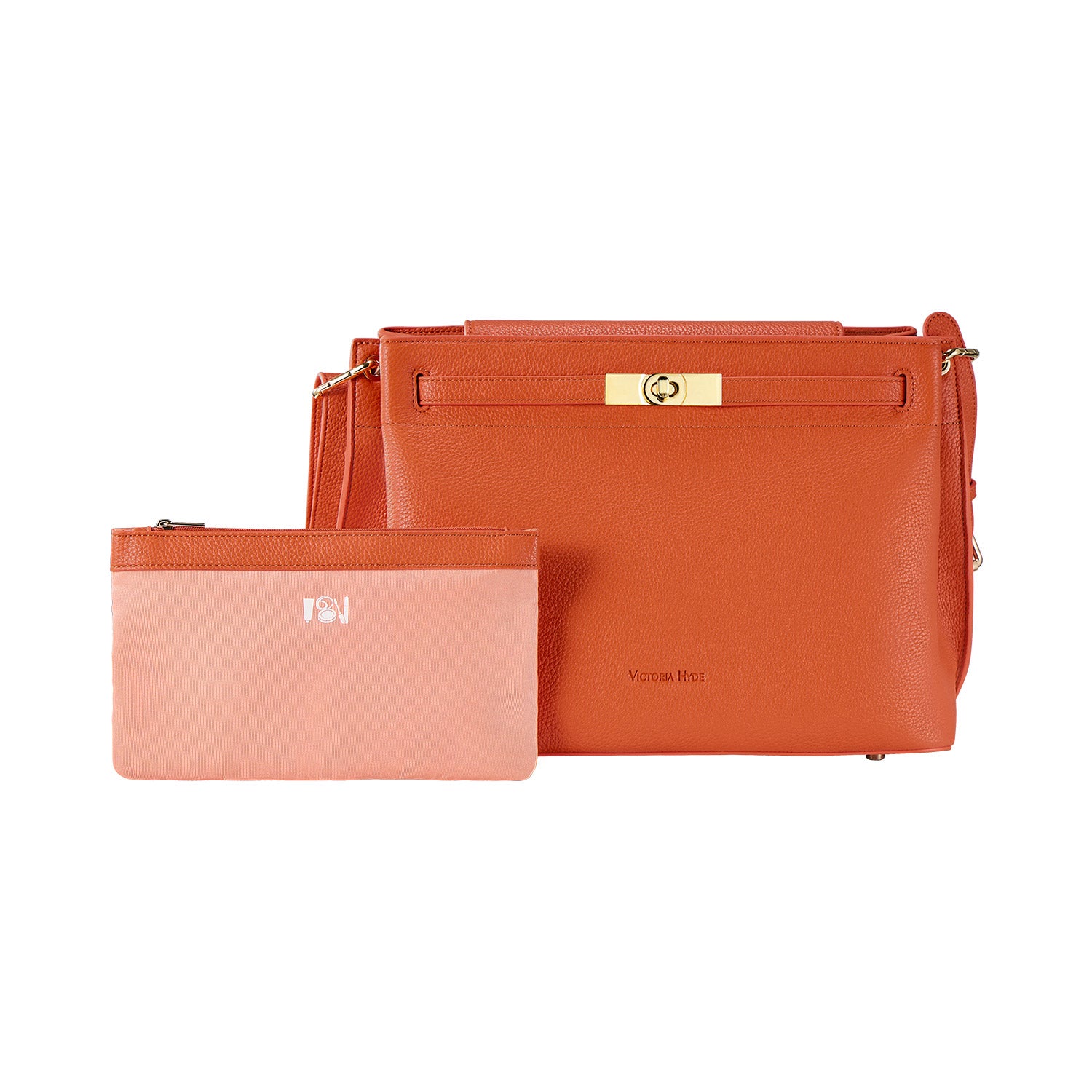 Victoria Hyde Alla Business Bag – elegant crossbody &amp; modern work bag with gold twist lock, PU material, compartments for keys, phone, ID, and removable pouch. Ideal for professional women, commuting, or working moms.