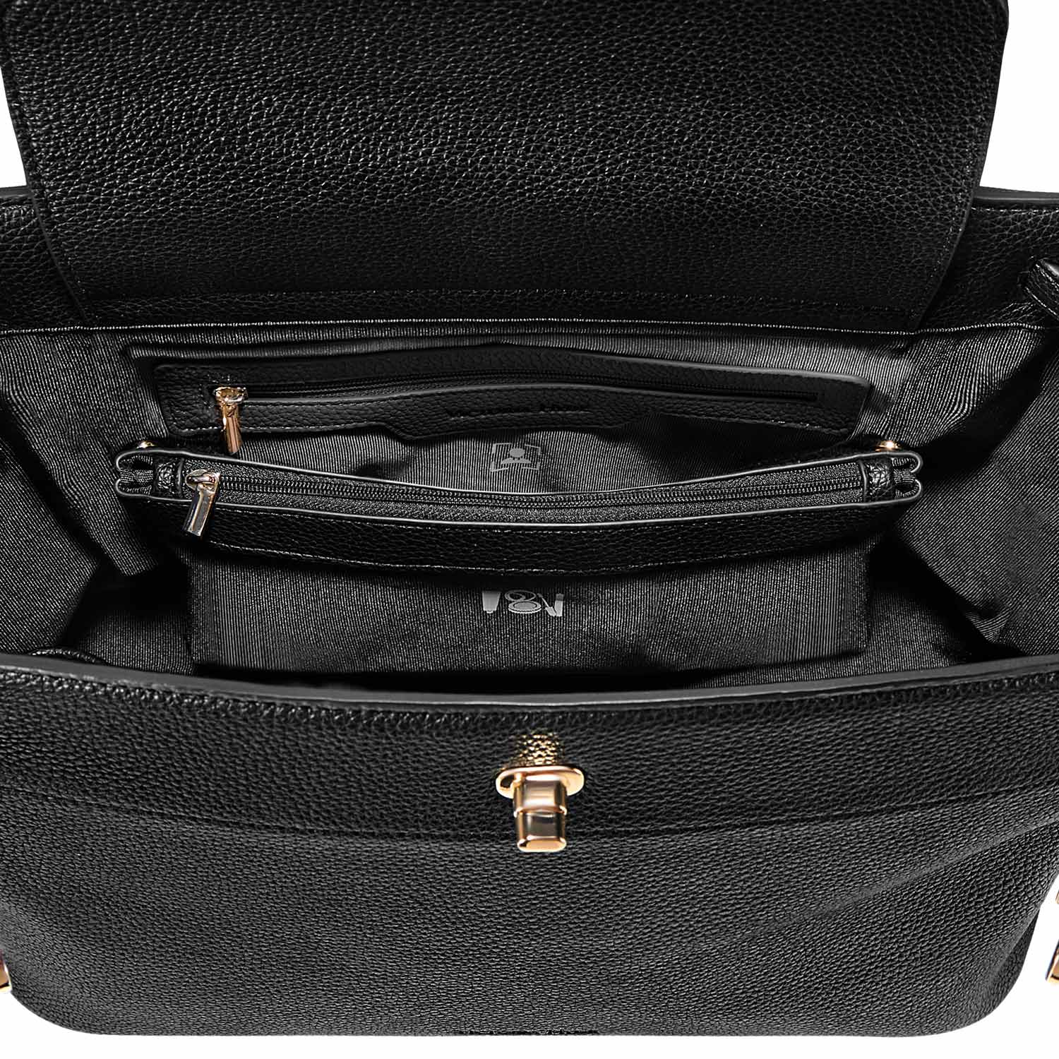 Victoria Hyde Alla Business Bag – elegant crossbody work bag with gold twist lock, PU material, organizer compartments, removable pouch. Ideal for commuting, meetings, working moms. 32×23.5×17 cm.