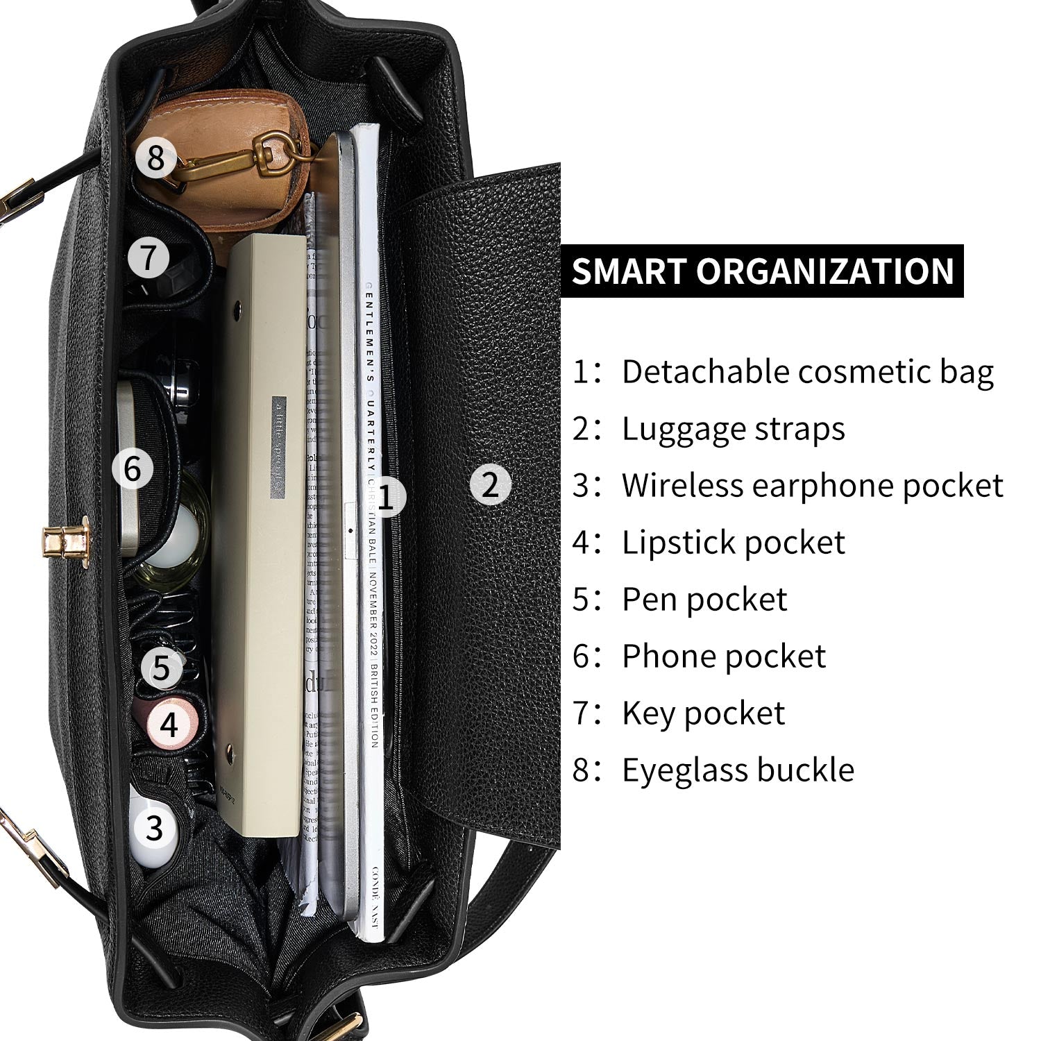 Victoria Hyde Alla Business Bag – elegant crossbody work bag with gold twist lock, PU material, organizer compartments, removable pouch. Ideal for commuting, meetings, working moms. 32×23.5×17 cm.