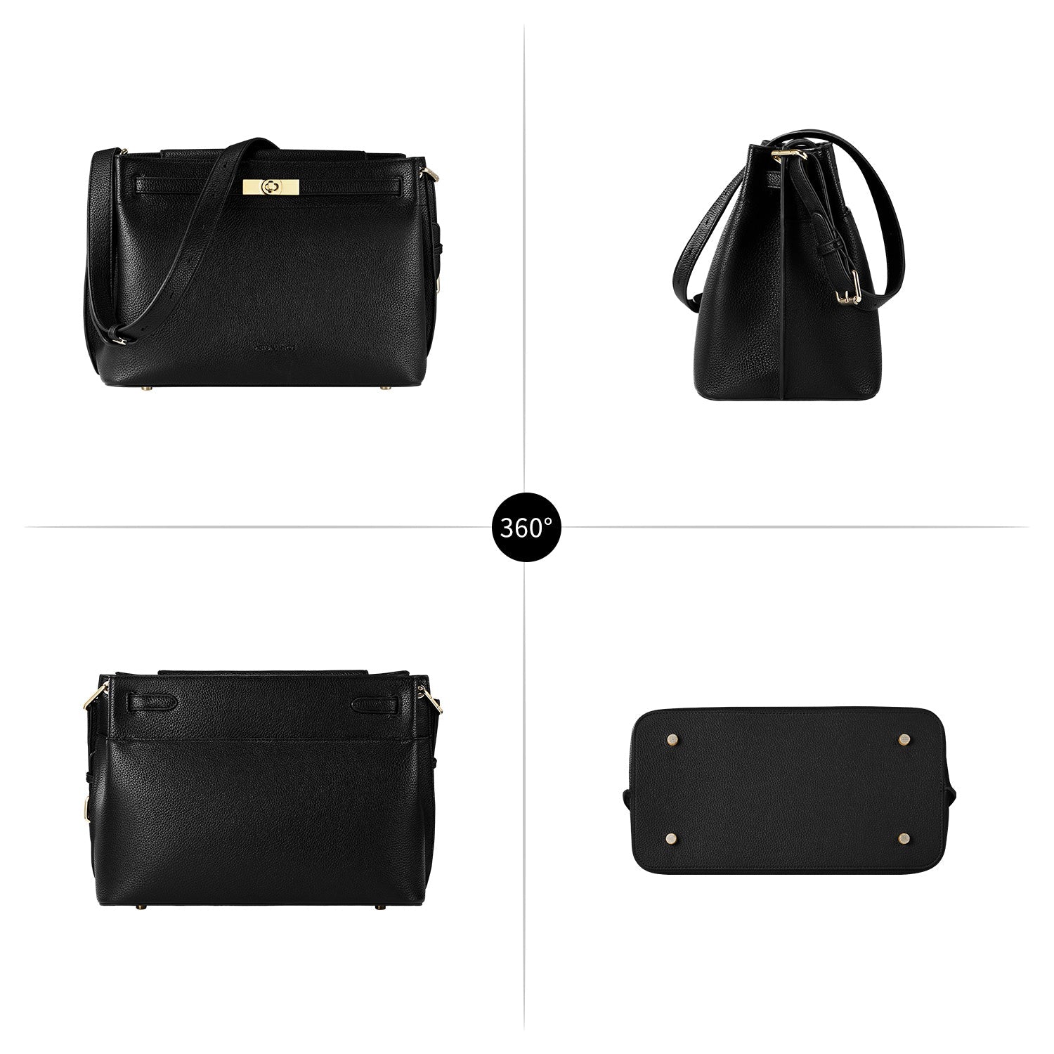Victoria Hyde Alla Business Bag – elegant crossbody work bag with gold twist lock, PU material, organizer compartments, removable pouch. Ideal for commuting, meetings, working moms. 32×23.5×17 cm.