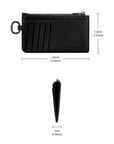 Victoria Hyde multifunctional genuine leather card holder in caramel color, unisex design with 10 card slots, ticket slot, coin pocket, and detachable closure.