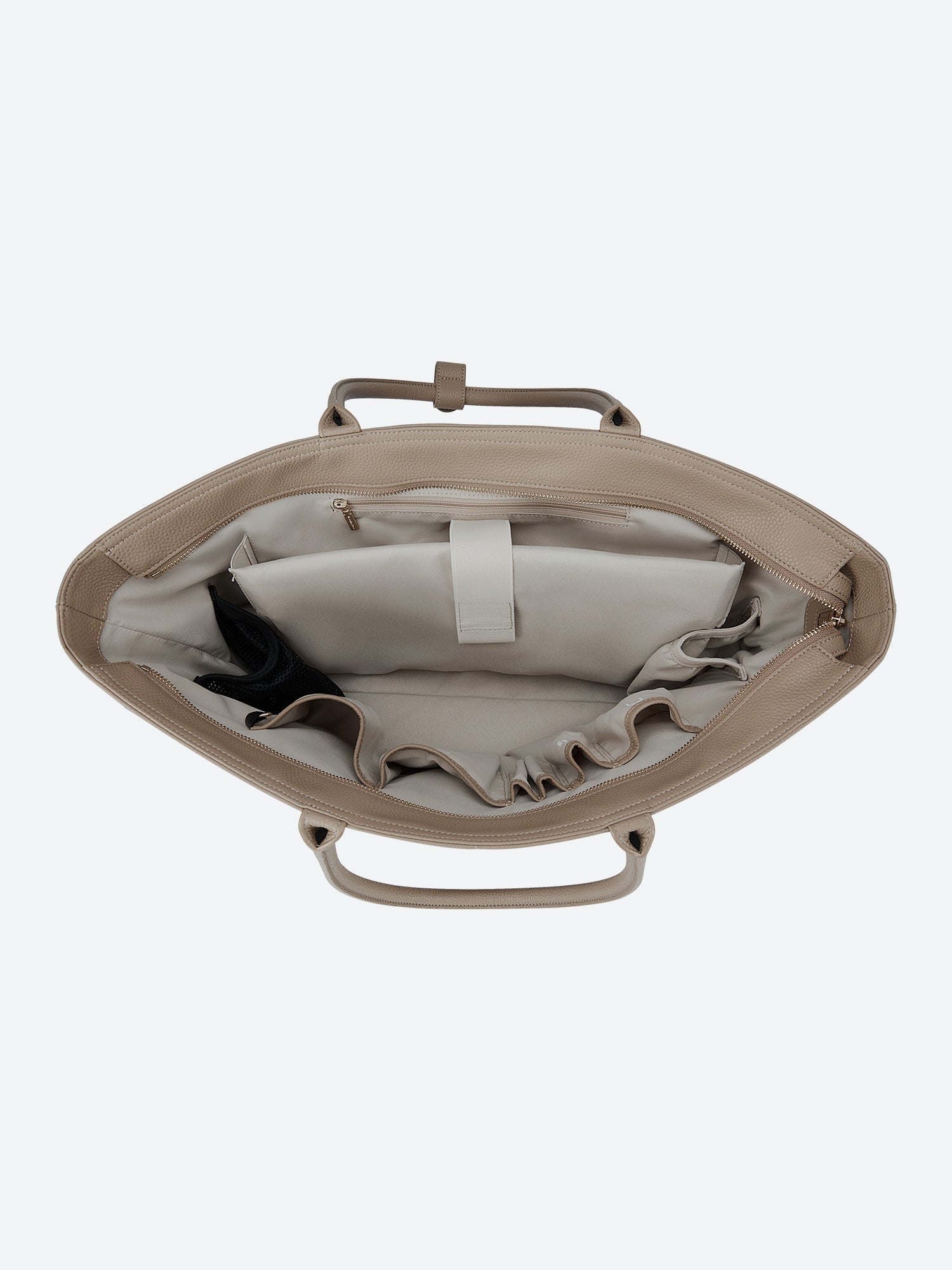 Victoria Hyde Ada Beige new work bag – understated elegance, fits 16" laptop, vegan microfiber leather, water-repellent, perfect for commuters.