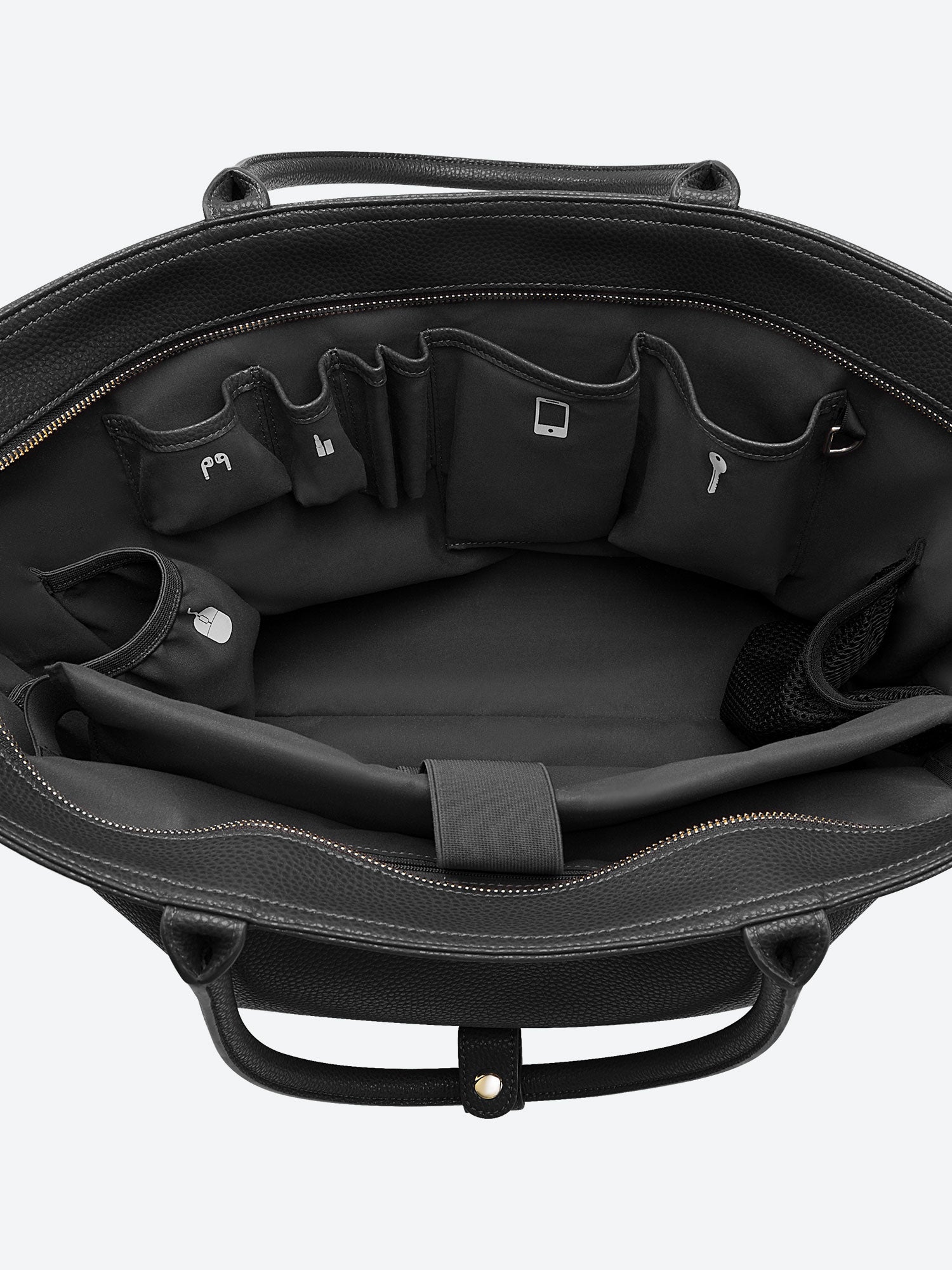 Victoria Hyde Ada Black new work bag – understated elegant design, padded 16" laptop compartment, vegan microfiber leather, water-repellent, scratch-resistant.