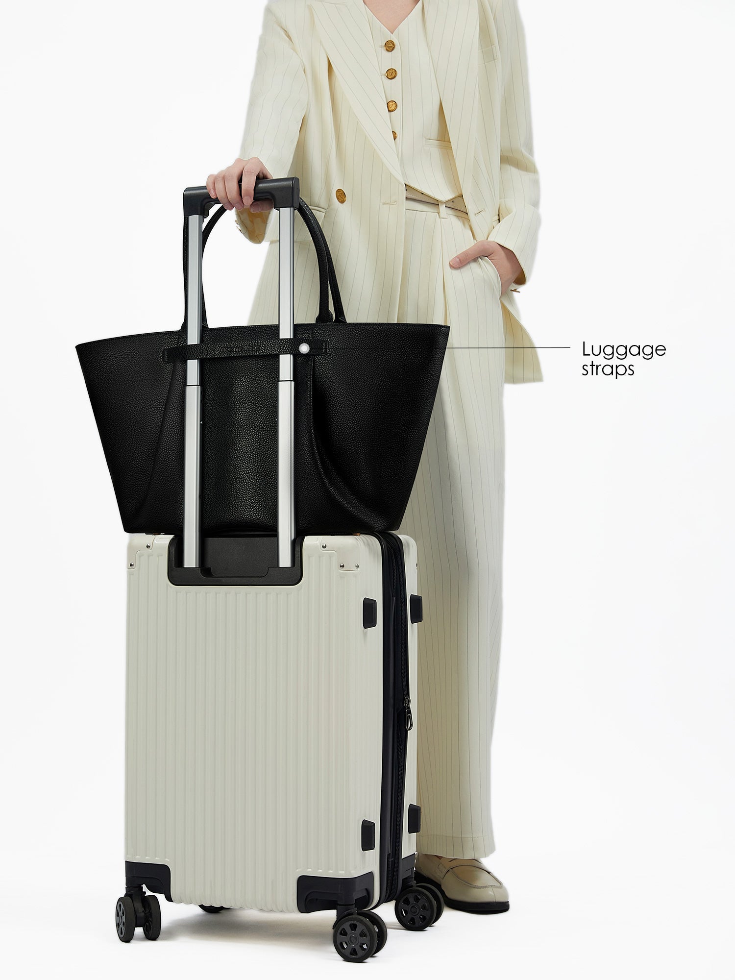 Victoria Hyde Ada Black new work bag – understated elegant design, padded 16" laptop compartment, vegan microfiber leather, water-repellent, scratch-resistant.
