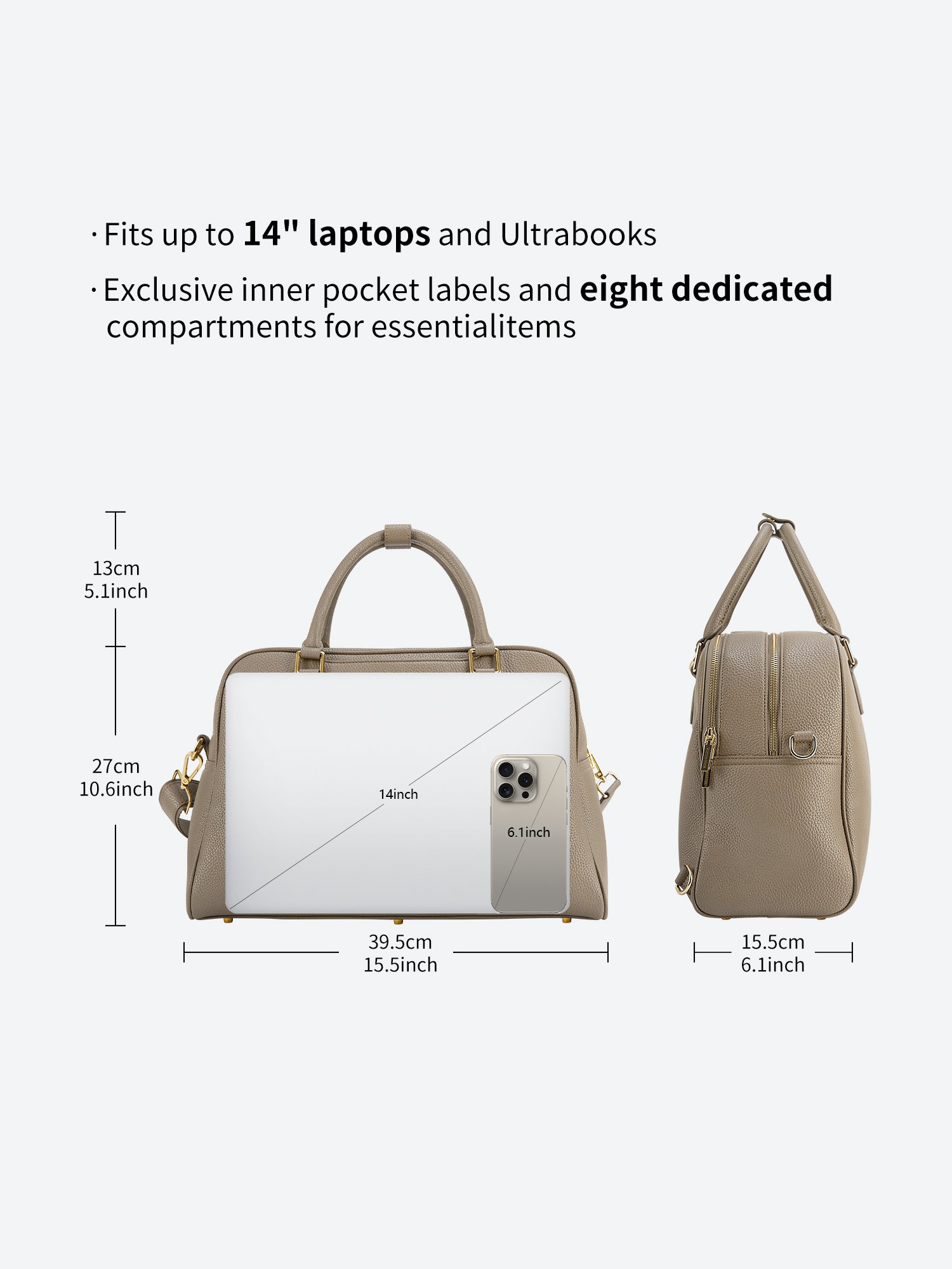 Victoria Hyde Amal 2-in-1 convertible laptop backpack and handbag in nude, vegan leather business bag with 14-inch laptop compartment