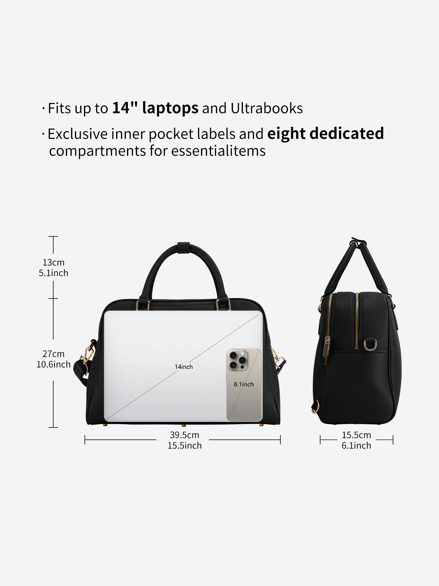 Victoria Hyde Amal 2-in-1 convertible laptop backpack and handbag in black, vegan leather business bag with 14-inch laptop compartment