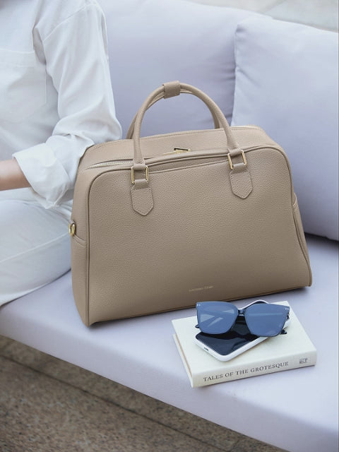 Victoria Hyde Amal 2-in-1 convertible laptop backpack and handbag in nude, vegan leather business bag with 14-inch laptop compartment
