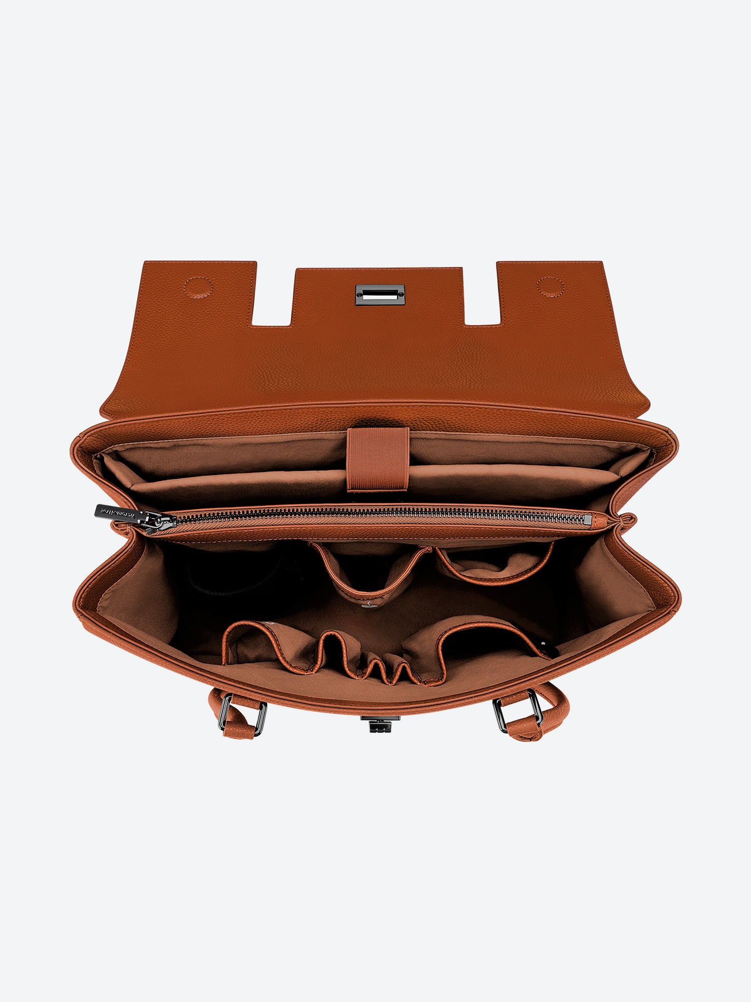 Victoria Hyde Jolene large brown work bag with 16" laptop compartment, removable cosmetic pouch, vegan, water-repellent, smart organization.