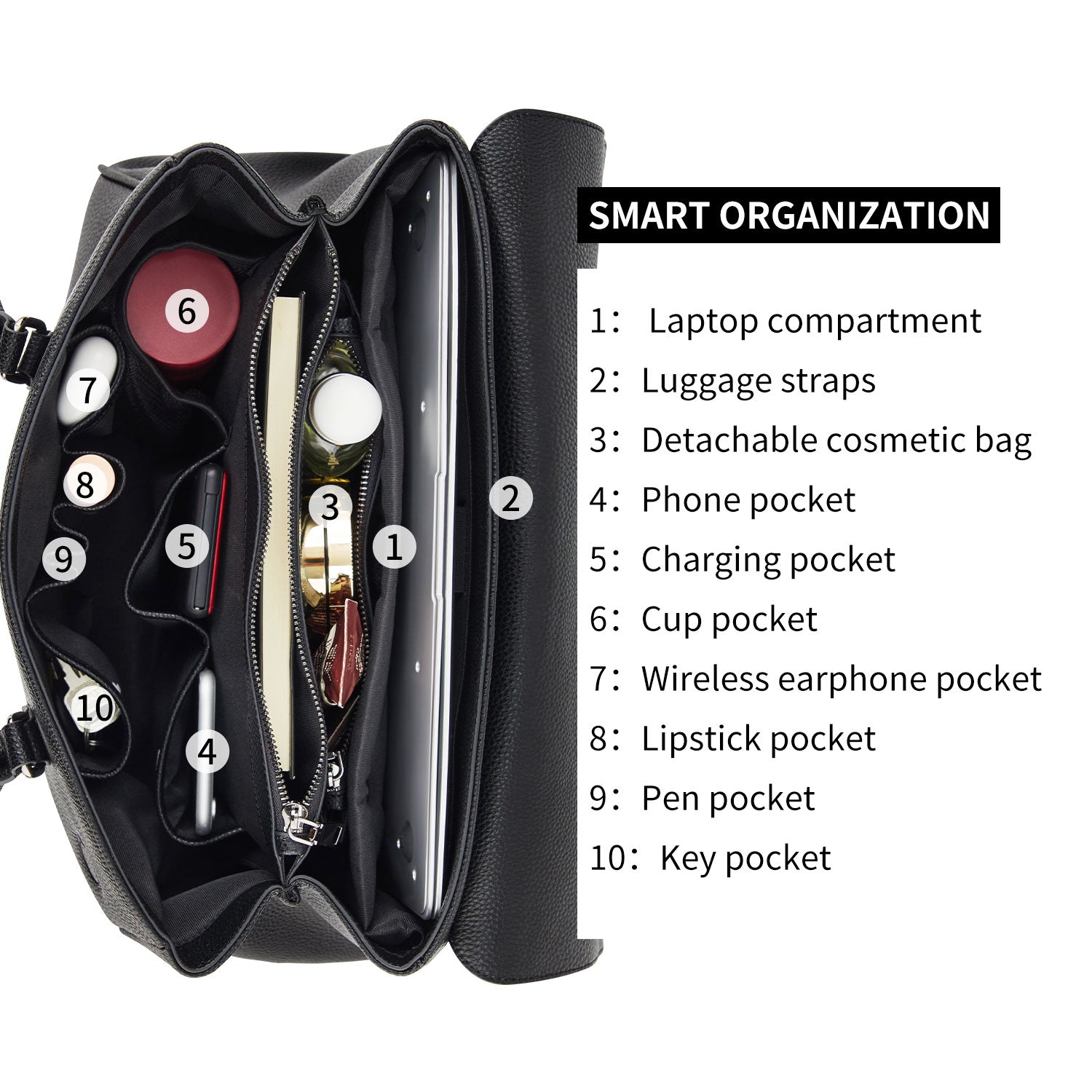 New Work Bag Jolene Black modern work bag sustainable tote bag with laptop compartment for women in business