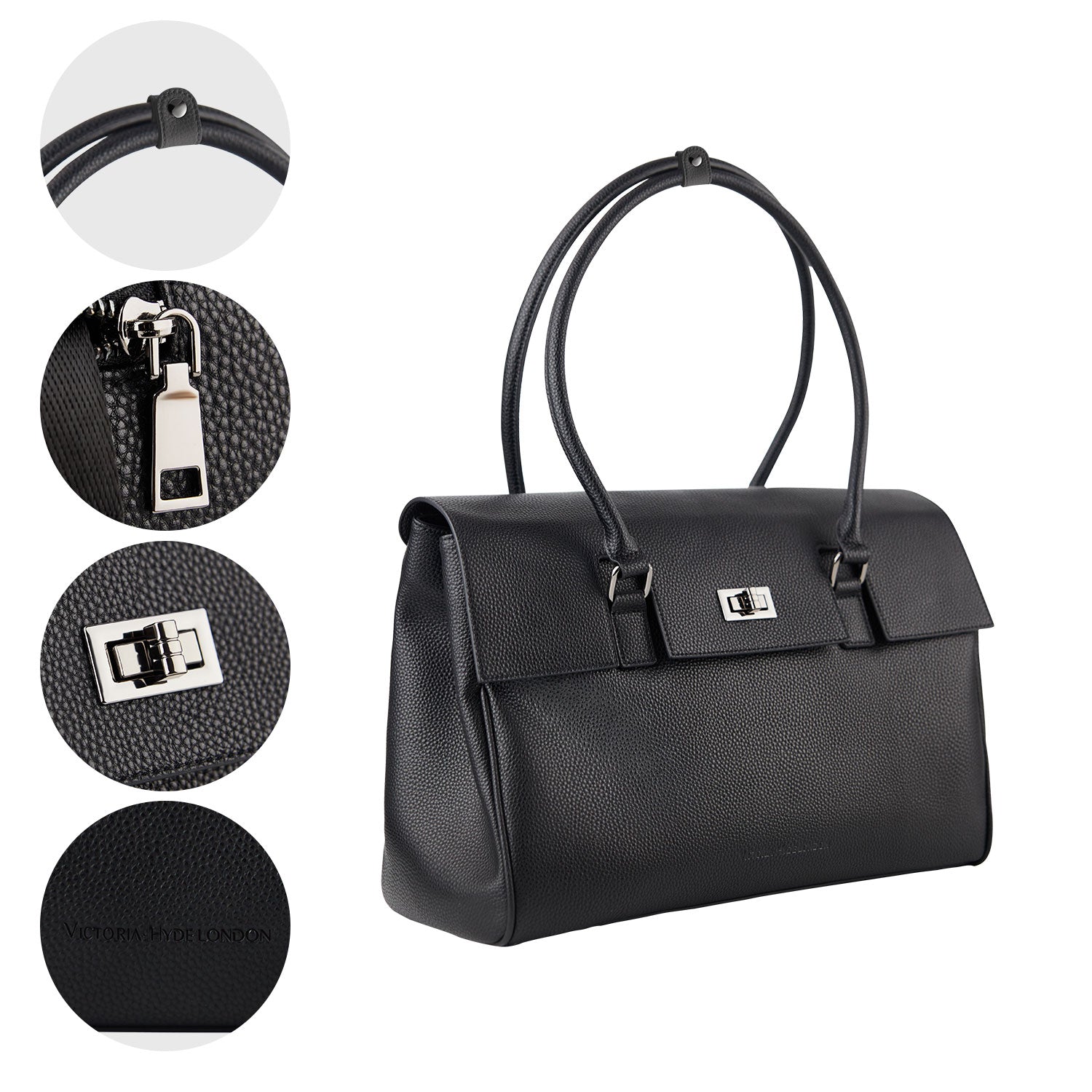 New Work Bag Jolene Black modern work bag sustainable tote bag with laptop compartment for women in business