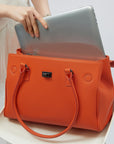 New Work Bag Jolene Orange modern work bag sustainable tote bag with laptop compartment for women in business