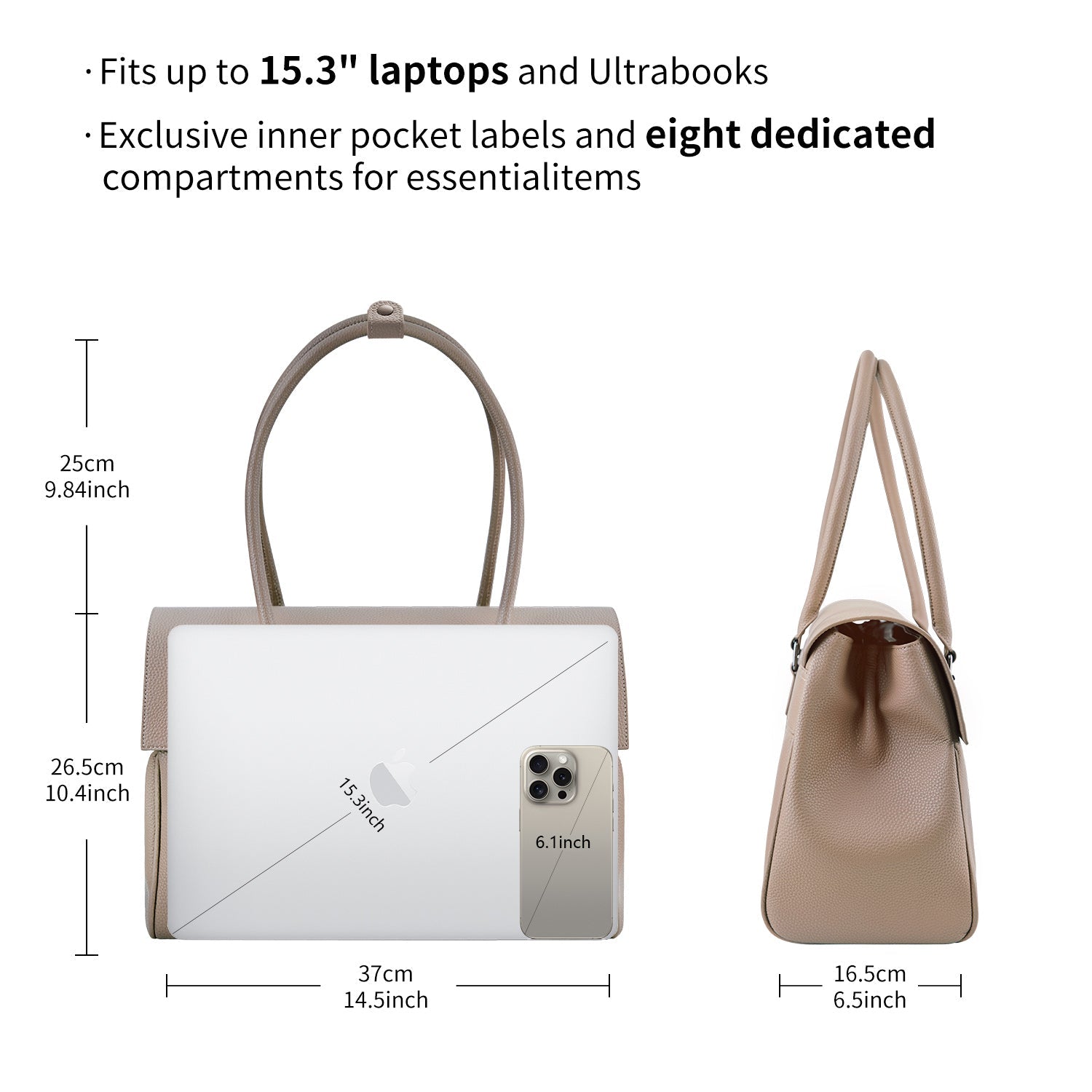 New Work Bag Jolene Nude modern work bag sustainable tote bag with laptop compartment for women in business